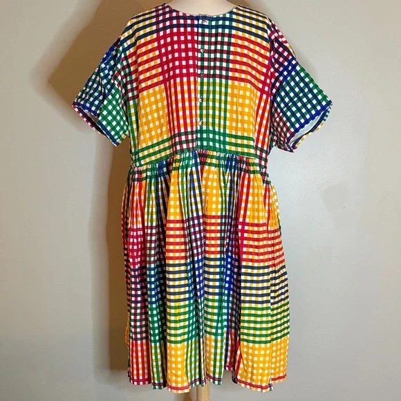 Multi-Color Gingham Midi Dress - Vibrant Check Pattern - Picture 3 of 7